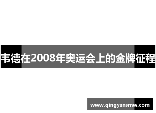 韦德在2008年奥运会上的金牌征程